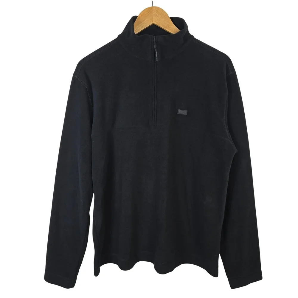 RAINS Addis Mens Fleece Quarter Zip Pullover Sweater Black Mock Neck Size M